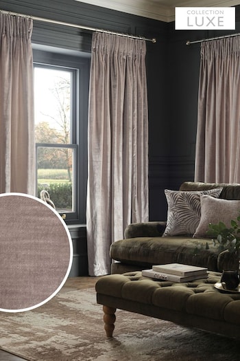 Champagne Gold Collection Luxe Heavyweight Lined Plush Velvet Pencil Pleat Curtains (D71808) | £100 - £260