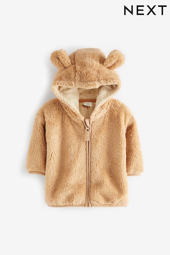 Toffee Brown Cosy Fleece Bear Baby Jacket (D71870) | £14 - £15
