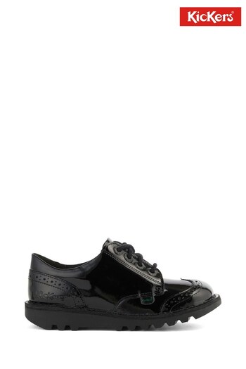 Kickers Youth Kick Lo Patent Brogue Lace up Shoes heights (D72091) | £65