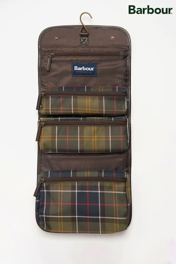 Barbour® Green Classic Tartan Hanging Washbag (D72271) | £47