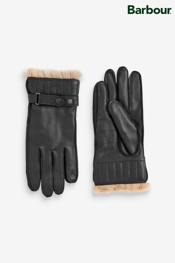 Barbour® Black Barbour® Leather Utility Dark  Brown Gloves (D72293) | £65