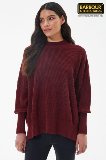 Barbour® International Dark Red Benson Knitted Jumper (D72342) | £95