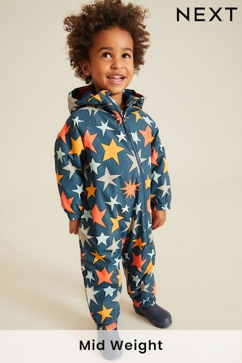 Navy Blue Star Waterproof Warm Padded Puddlesuit (3mths-7yrs) (D72382) | £24 - £28