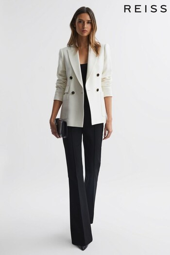 Reiss White Larsson Double Breasted Twill Blazer (D72423) | £298