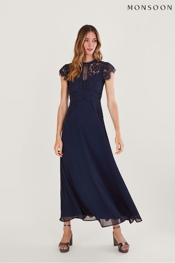 Monsoon Blue Louise Lace Maxi Dress (D72453) | £130
