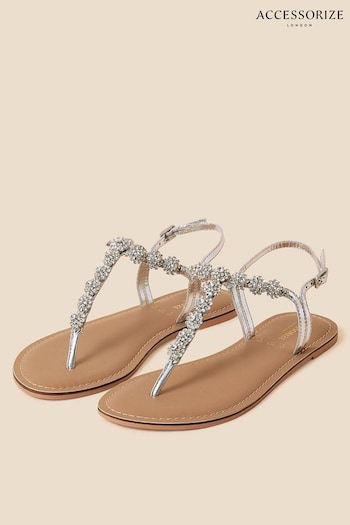 Accessorize Silver Reno Sparkle Diamante Sandals (D72464) | £39