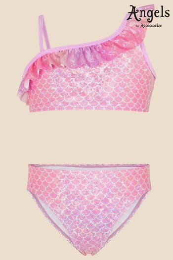 Angels By Accessorize Pink Asymmetric Mermaid Bikini Set (D72468) | £15 - £16