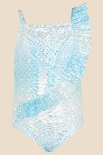Angels By Accessorize Blue Asymmetric Mermaid Swimsuit (D72471) | £16 - £17