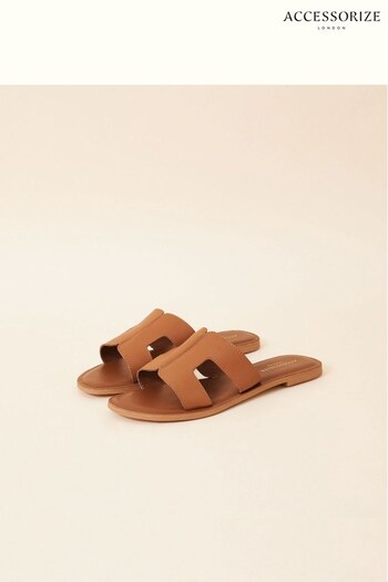 Accessorize Natural Leather Cut-Out Detail Sliders (D72480) | £32