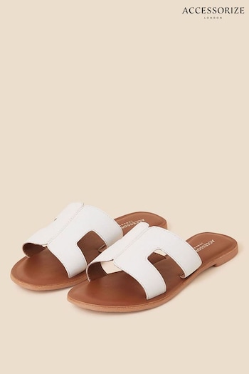 Accessorize White Leather Cut-Out Detail Sliders (D72481) | £32