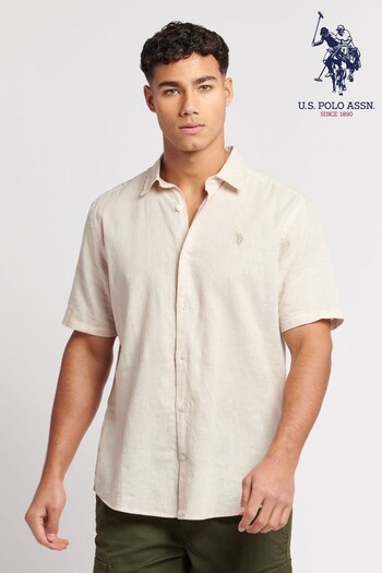 U.S. Polo Assn. Mens Linen Blend Short Sleeved Shirt (D72506) | £49