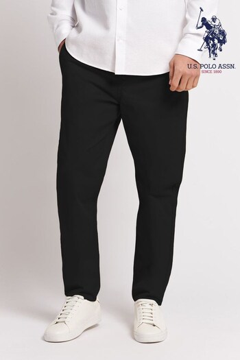 U.S. Polo Assn. Mens Black Drawstring Waist Casual Trousers (D72517) | £59