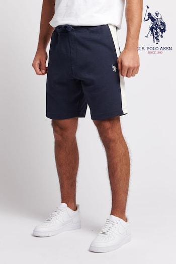U.S. Polo Assn. Mens Blue Interlock Sports Side Stripe Shorts (D72519) | £45