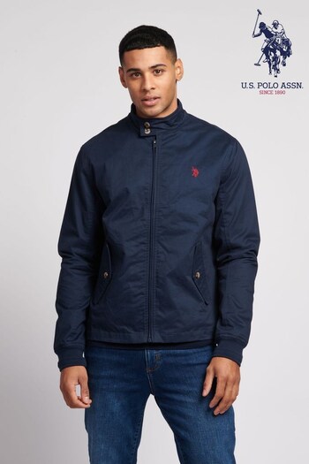 U.S. Polo Assn. Mens Blue Cotton Twill Harrington Jacket (D72520) | £99