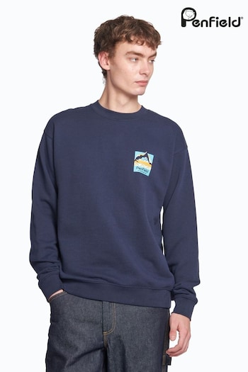 Penfield Blue Geo Back Print Sweatshirt (D72580) | £80