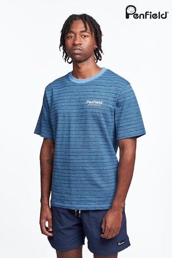 Penfield Blue Textured Striped T-Shirt (D72593) | £45