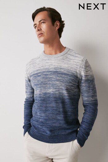 Blue Ombre Knitted Crew Jumper (D72643) | £30