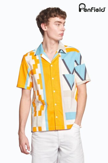 Penfield Yellow Geo Print Short Sleeve Shirt (D72674) | £70