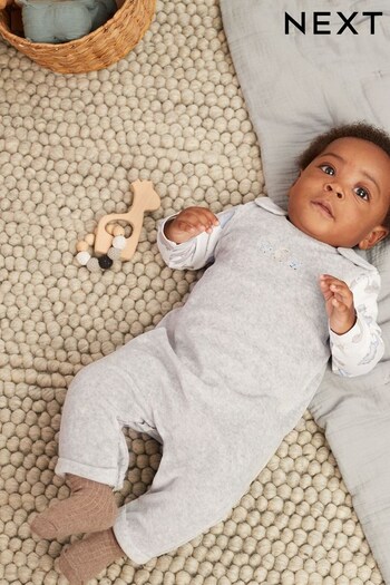 Grey Baby Velour Dungarees And Jersey Bodysuit Set (0mths-2yrs) (D72727) | £18 - £20