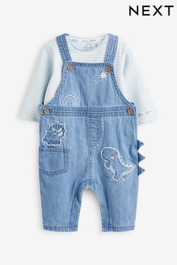 Blue Baby Appliqué Denim Dungarees And Jersey Bodysuit Set (0mths-2yrs) (D72729) | £22 - £24