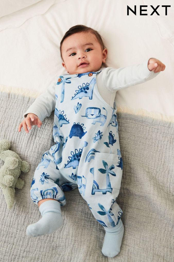 Pale Blue Jersey Baby Dungarees And Bodysuit (0mths-2yrs) (D72730) | £17 - £19