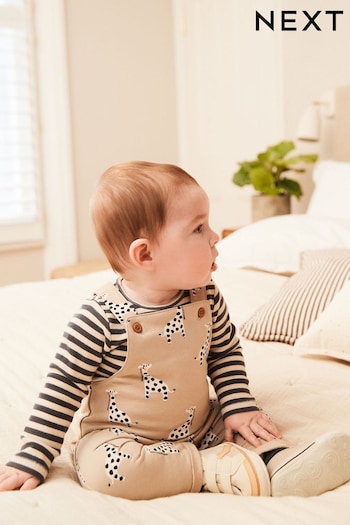 Neutral Baby Printed Dungarees And Jersey Bodysuit Set (0mths-2yrs) (D72737) | £17 - £19