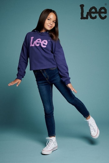 Lee Girls Blue Wobbly Graphic Hoodie (D72820) | £45 - £54