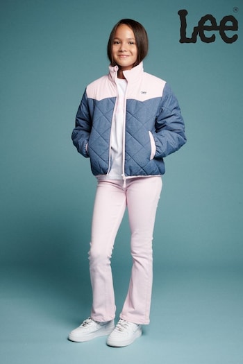 Lee Girls Pink Denim Look Light Quilted Puffer Jacket (D72832) | £70 - £84