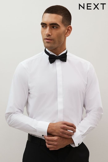 White/Black Regular Fit Single Cuff Single Cuff Occasion Shirt And Bow Tie Set (D72872) | £34