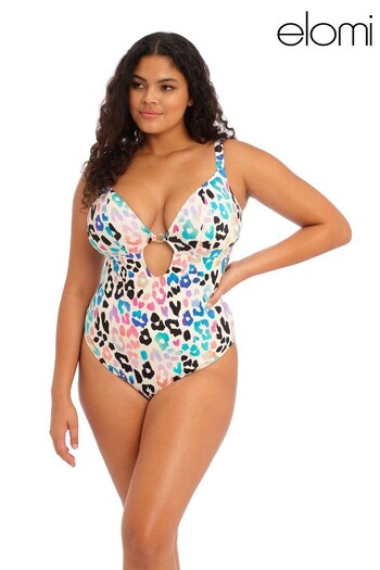 Elomi Animal Multi Party Bay Non Wired Plunge Swimsuit (D72931) | £74