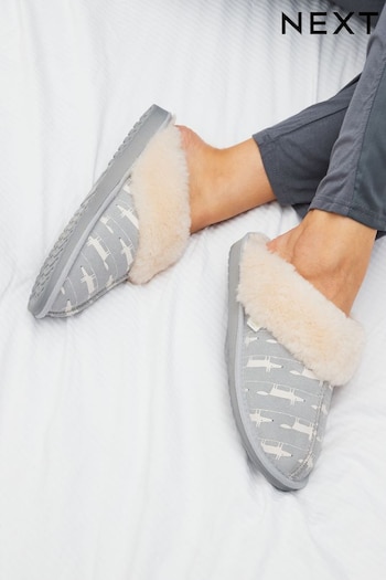 Grey Mr Fox Scion at Next Suede Mule Slippers (D72954) | £26