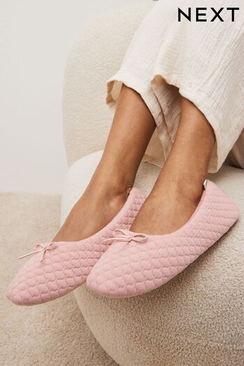 Pink Quilted Ballet Slippers (D72957) | £12