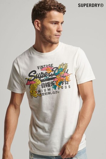 Superdry White Japanese Graphic Logo T-Shirt (D72980) | £27