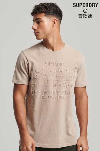 Superdry Cream Vintage Logo Embossed T-Shirt (D72981) | £27