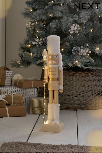 Natural Light Up Scandi Wooden Nutcracker Christmas Decoration (D73298) | £35