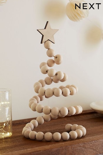 Natural Wooden Bobbin Christmas Tree Ornament (D73299) | £24