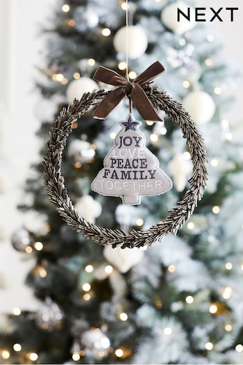 Silver Beaded Christmas Family Hanging Decoration (D73315) | £15