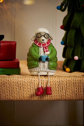 Green Resin Dangly Legs Sheep Christmas Decoration (D73319) | £12