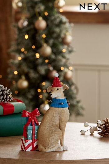 Brown Resin Whippet Christmas Decoration (D73342) | £16