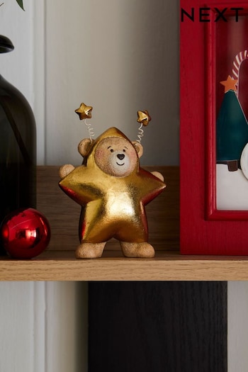 Gold Benji Bear Star Christmas Decoration (D73345) | £8