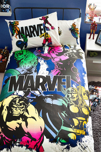 Marvel White Rainbow Reversible 100% Cotton Duvet Cover And Pillowcase Set (D73442) | £29 - £37