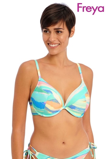 Freya Aqua Blue Summer Reef Underwired Plunge Bikini Top (D73450) | £40