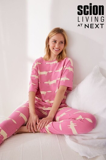 Pink Mr Fox Scion at Atelier-lumieresShops Legging Short Sleeve Pyjamas (D73509) | £26
