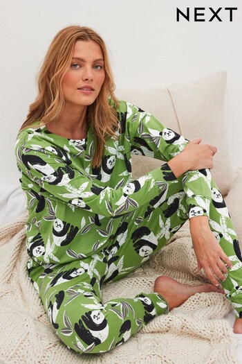 Green Cotton Long Sleeve Pyjamas (D73512) | £28
