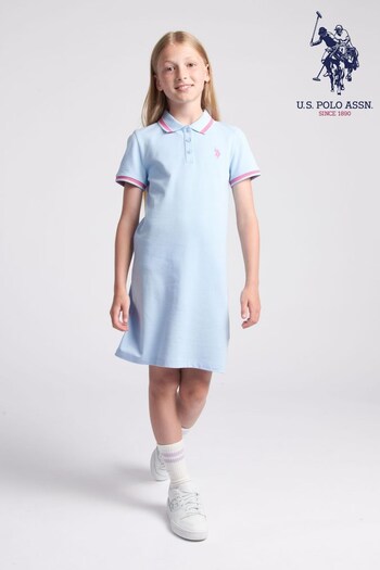 U.S. Polo Assn. Girls Blue Polo Dress (D73577) | £45 - £54