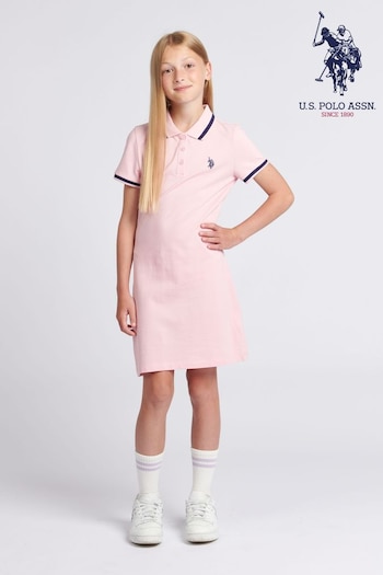 U.S. Polo Assn. Girls Pink Polo Dress (D73578) | £45 - £54