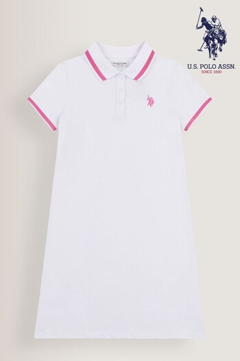 U.S. Polo Assn. Girls White Polo Dress (D73580) | £45 - £54