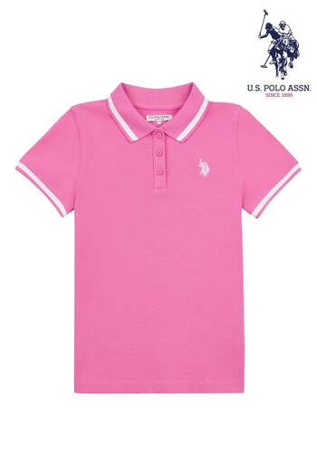 U.S. Polo Halstead Assn. Girls Pink Short Sleeve Polo Halstead Shirt (D73582) | £35 - £42