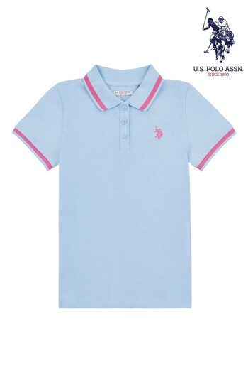 U.S. Polo Assn. Girls Blue Short Sleeve Polo Shirt (D73609) | £35 - £42