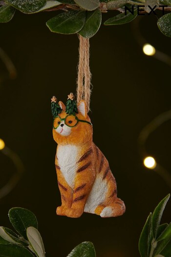 Orange Resin Cat Christmas Bauble (D73675) | £5